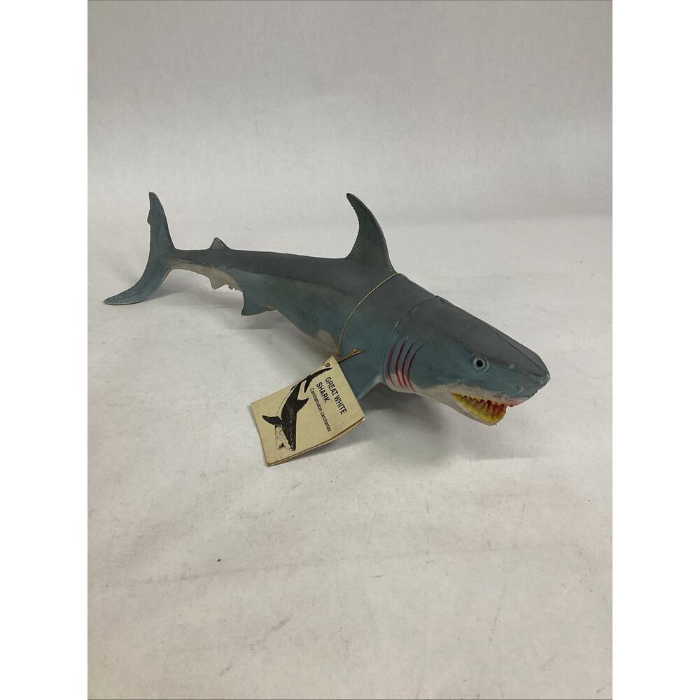 Vintage 1995 Rubber Great White Shark Toy - #10084 - 13”L